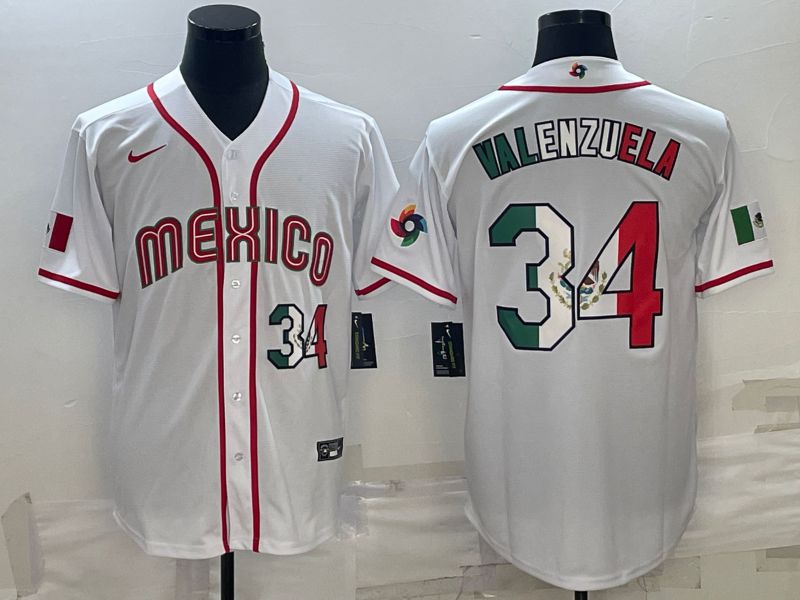 Men 2023 World Cub Mexico #34 Valenzuela White Nike MLB Jersey7->more jerseys->MLB Jersey
